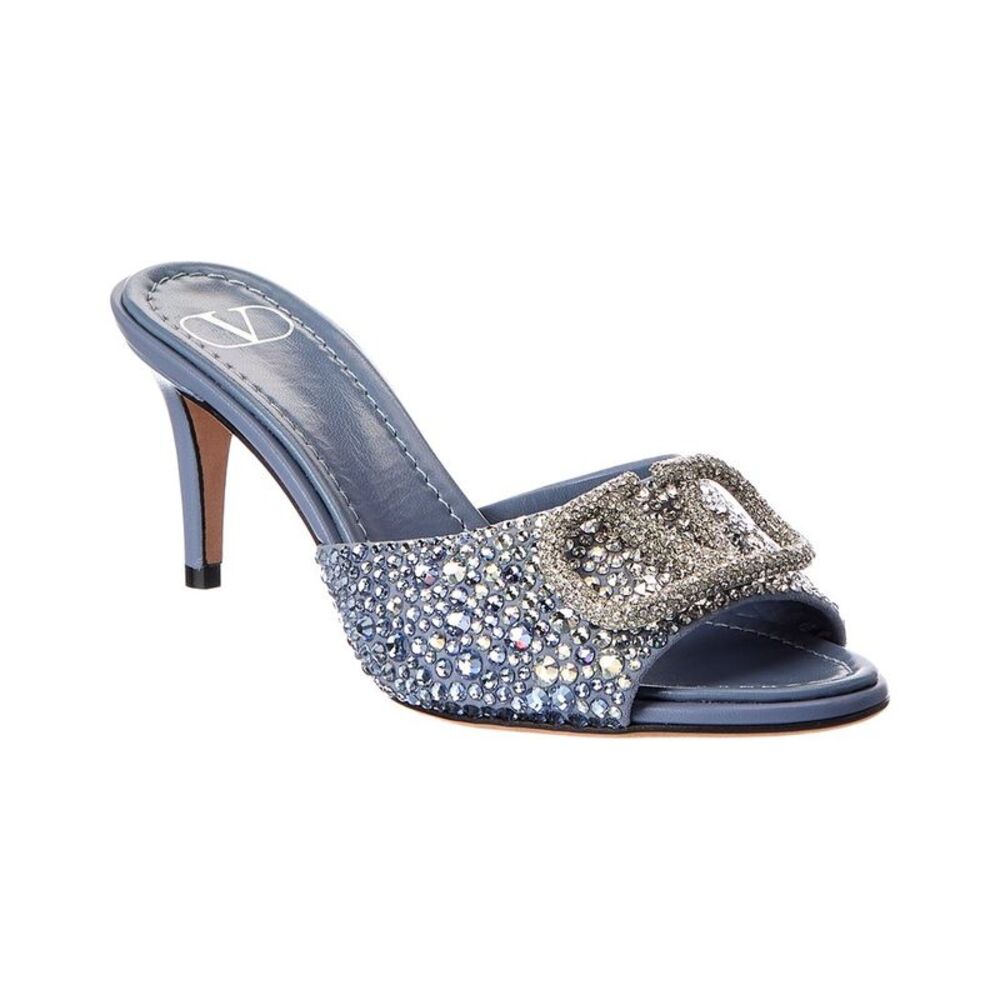 Valentino Vlogo Signature 70 Suede Sandal, Blue